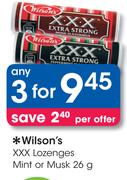 Wilson's XXX Lozenges Mint Or Musk-3x26g