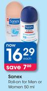 Sanex Roll On For Men Or Women-50ml Each