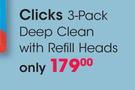 Clicks 3 Pack Deep Clean With Refill Heads-Per Pack