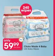 Clicks Made 4 Baby 240 Baby Wipes-Per Pack