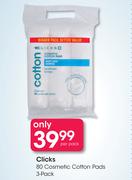 Clicks 80 Cosmetic Cotton Pads 3 Pack-Per Pack