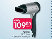 Clicks 1200 Watt Compact Hairdryer-Each