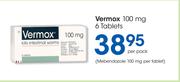 Vermox 100 mg 6 Tablets-Per Pack