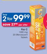 Fizz C 1000 mg 20 Effervescent Tablets-For 2
