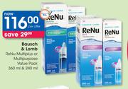 Bausch & Lomb ReNu Multiplus Or Multipurpose Value Pack-360ml & 240ml Per Offer