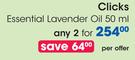Clicks Essential Lavender Oil 50ml-Per Offer