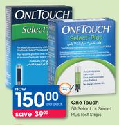 One Touch 50 Select Or Select Plus Test Strips-Per Pack