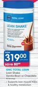 GNC Total Lean Shake Vanilla Bean Or Chocolate 16 Servings-Per Pack