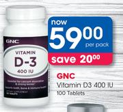 GNC Vitamin D3 400 IU 100 Tablets-Per Pack
