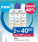 Dove Anti Perspirant-2 x 150ml