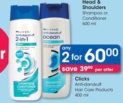 Clicks Anti Dandruff Hair Care Products-2 x 400ml