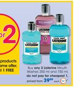 Listerine Mouth Washes-250ml & 750ml Each