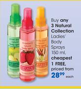 Natural Collection Ladies Body Sprays-150ml Each