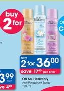 Oh So Heavenly Anti Perspirant Spray-2 x 120ml