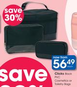 Clicks Black PVC Cosmetics Or Toiletry Bags-Each
