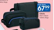 Clicks Men's Black Toiletry Bags-Each