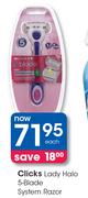 Clicks Lady Halo 5 Blade System Razor-Each