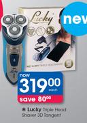 Lucky Triple Head Shaver 3D Tangent-Each