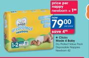 Clicks Made 4 Baby Dry Protect Value Pack Disposable Nappies Newborn 42's-Per Pack