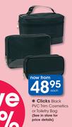 Clicks Black PVC Trim Cosmetics Or Toiletry Bag-Each