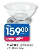Clicks Digital Scale With Clear Bowl-Each
