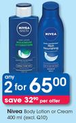 Nivea Body Lotion Or Cream 400ml(Excl. Q10)-For Any 2
