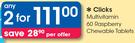 Clicks Multivitamin 60 Raspberry Chewable Tablets-For 2