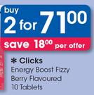 Clicks Energy Boost Fizzy Berry Flavoured 10 Tablets-For 2