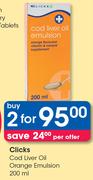 Clicks Cod Liver Oil Orange Emulsion 200ml-For 2