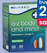 Clicks A-Z Body And Mind 30 Tablets And 30 Sogtgels-For 2