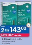 Clicks Multivit For Men Mature Or Adult 60 Tablets-For 2