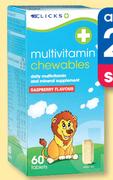 Clicks Multivitamin 30 Raspberry Chewable Tablets-For 2