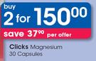 Clicks Magnesium 30 Capsules-For 2