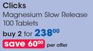 Clicks Magnesium Slow Release 100 Tablets-For 2