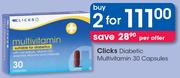 Clicks Diabetic Multivitamin 30 Capsules-For 2