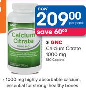 GNC Calcium Citrate 1000mg-180 Caplets Per Pack