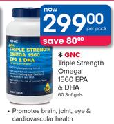 GNC Triple Strength Omega 1560 EPA & DHA-60 Softgels Per Pack
