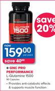 GNC Pro Performance L-Glutamine 1500-90 Capsules Per Pack