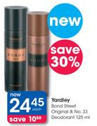 Yardley Bond Street Original & No 33 Deodorant-125ml Each