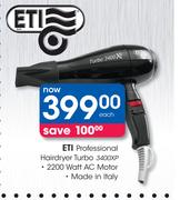 ETI Professional Hairdryer Turbo 3400XP-Each