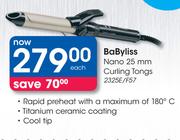 BaByliss Nano 25mm Curling Tongs 2325E/F57-Each