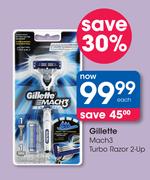 Gillette Mach 3 Turbo Razor 2 Up-Each