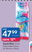 Super Max Syrine Disposable Razors For Women 4 Pack-Per Pack