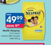 Nestle Nespray Full Cream Instant Milk Powder Refill-500g Each