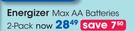 Energizer Max AA Batteries 2 Pack-Per Pack