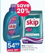 Skip Intelligent Washing Powder-2Kg Or Liquid-1.5Ltr Each