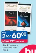 Lindt Excellence Chocolate Slab-2 x 100g