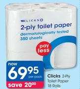  Clicks 2-Ply Toilet Paper 18 Rolls-Per Pack