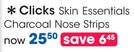 Clicks Skin Essentials Charcoal Nose Pore Strips Each