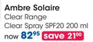 Ambre Solaire Clear Range Clear Spray SPF20-200ml